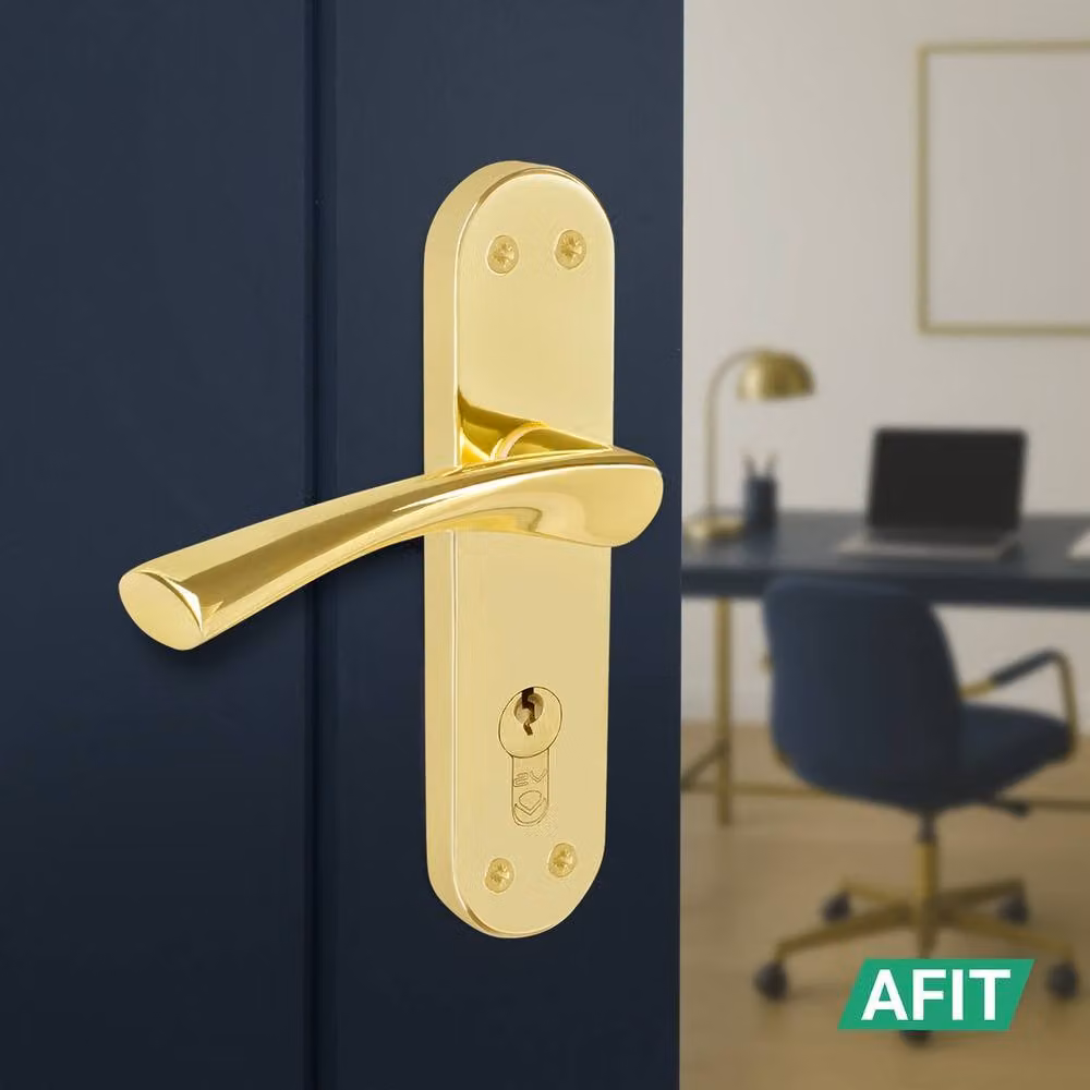 AFIT Polished Brass Twist Door Handles with Euro Escutcheon, Gold, 1 Pair – 3