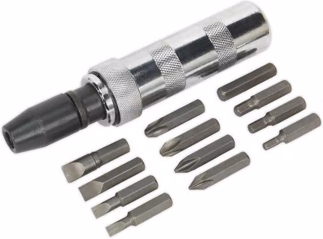 Loops 15 Pack Manual Handheld Impact Driver Set in Silver and Multicolour Steel