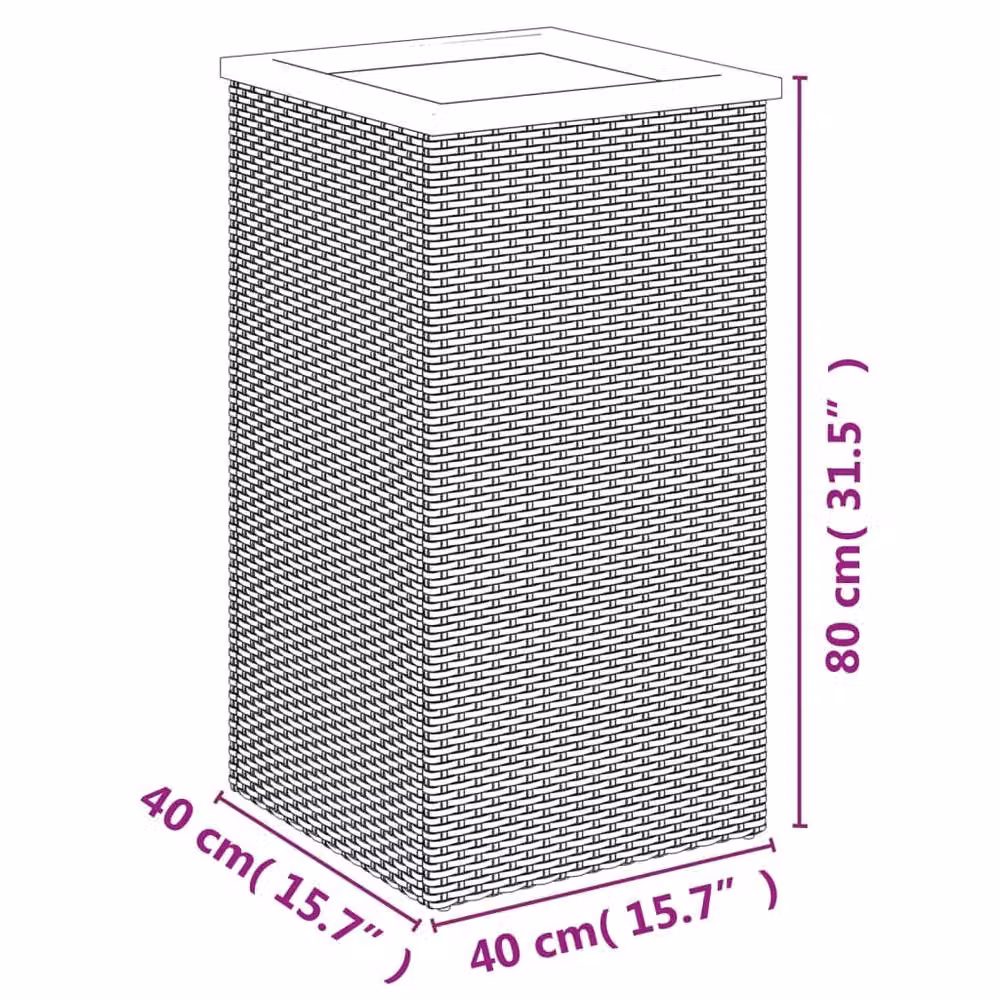 Berkfield Home Black Poly Rattan Planter W/D/H: 40 x 40 x 80 cm – 5