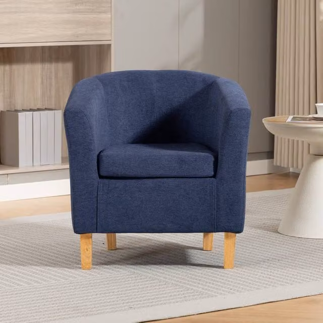 Artemis Home Millie Blue Fabric Tub Accent Chair with Armrests and Solid Wood Frame