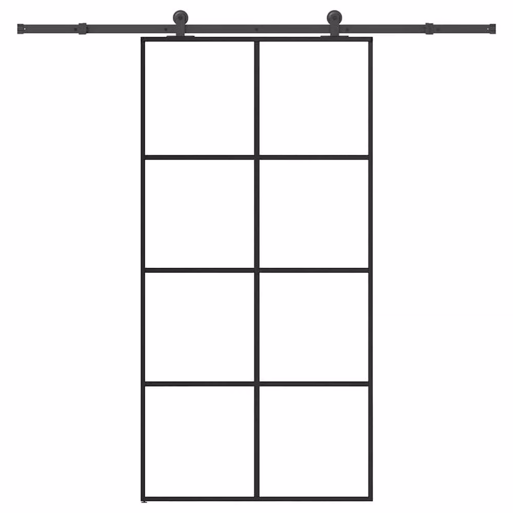 Berkfield Home Modern Sliding Door with Hardware Set, Black Aluminium and Transparent ESG Glass, W: 102.5 cm, H: 205 cm – 2