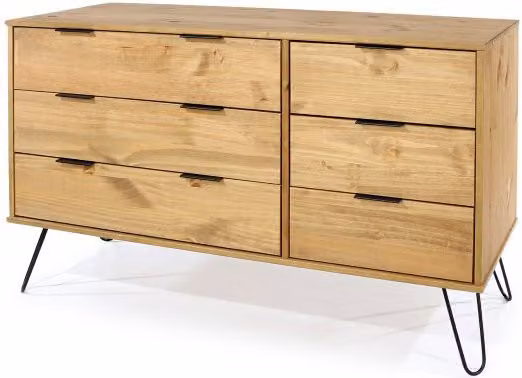 Core Products Augusta Waxed Pine 3 plus 3 Drawer Wide Chest of Drawers in Brown – 2