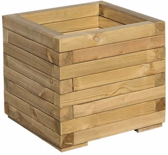 Cheshire Pressure Treated Square Wood Planter in Brown