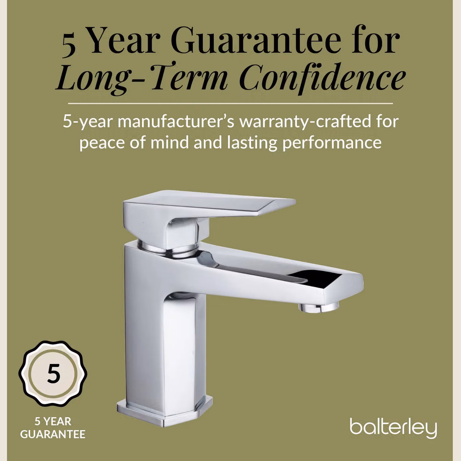 Balterley Square Mono Basin Mixer Tap with Single Lever and Push Button Waste, Chrome – 3
