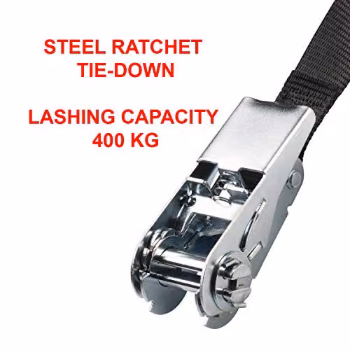 Master Lock Black and Silver Polyester Ratchet Tie-Down Strap, Length: 5 m, Width: 25 mm – 4