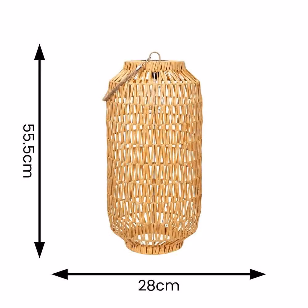 FORGEVIO Solar Powered Natural Rope Lantern Floor Lamp in Brown Rattan for Garden and Indoor Use – 2