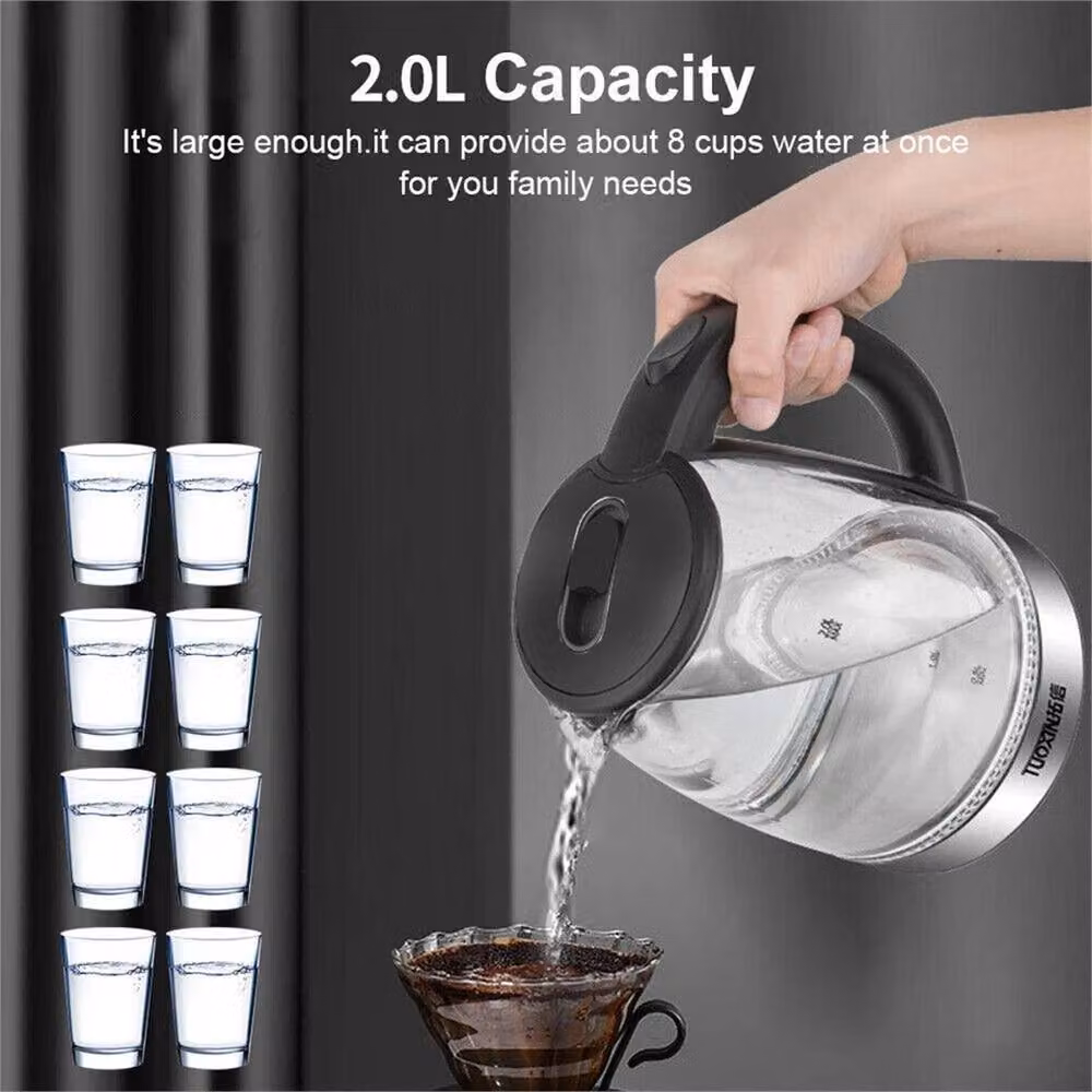 FLAVORA Glass Electric Kettle with LED Light and Auto Shut-off in Silver – 4