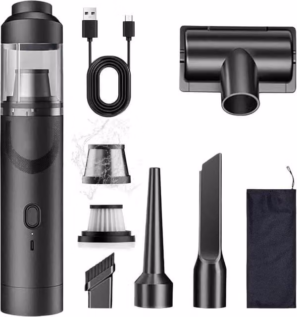 PAWNORA Slim V8 Rechargeable Handheld Car Vacuum Cleaner with Blow Function in Black