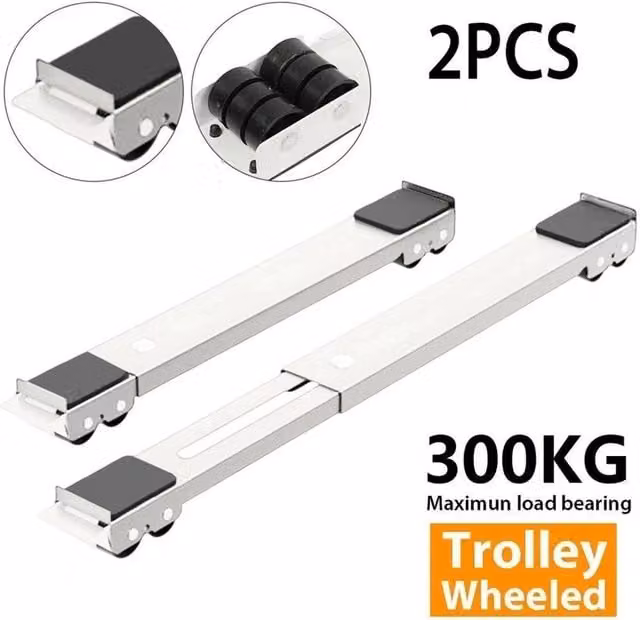 Nordara Heavy Duty Metal Washing Machine and Dryer Appliance Rollers Trolley in White