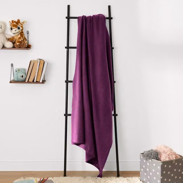 Dreamscene Plain Purple Fleece Throw Blanket