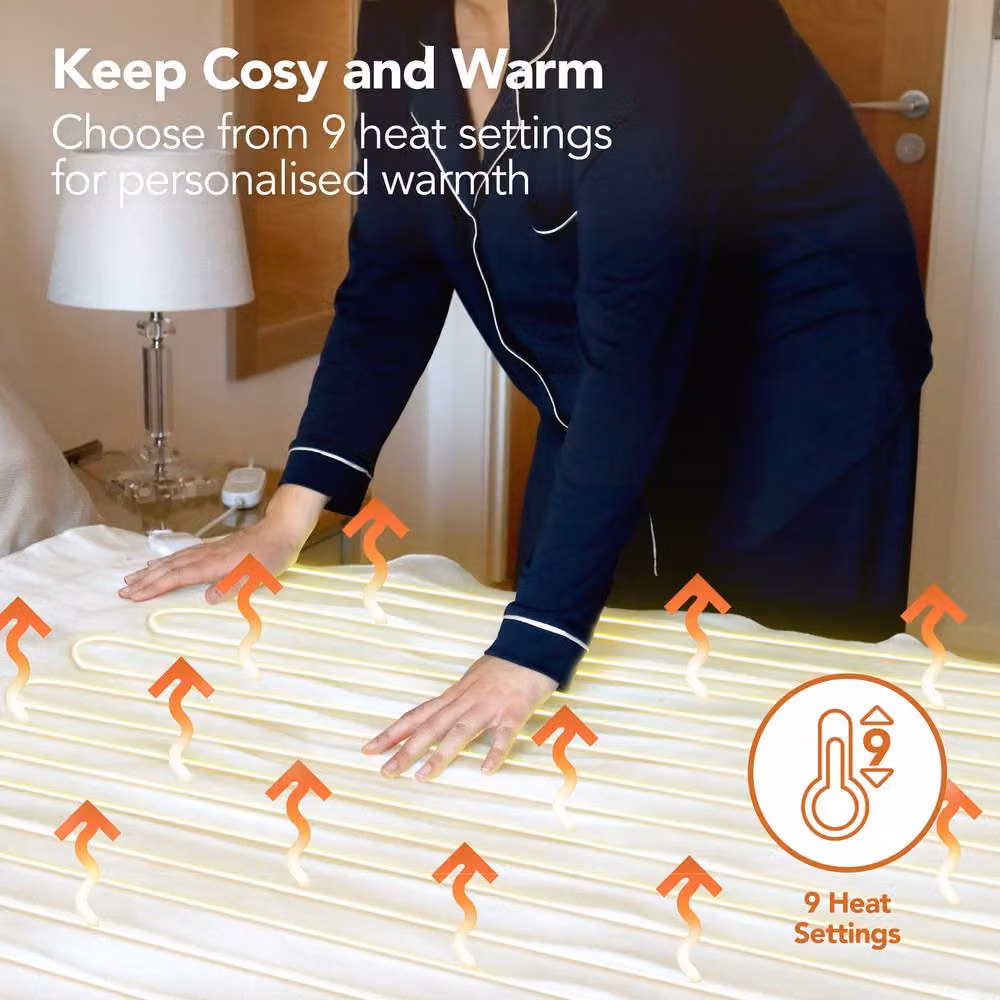 Igenix Single Electric Heated Underblanket in White, 40W, Polyester with 9-Hour Timer and Machine Washable Design, W/D/H: 90 x 200 cm – 2