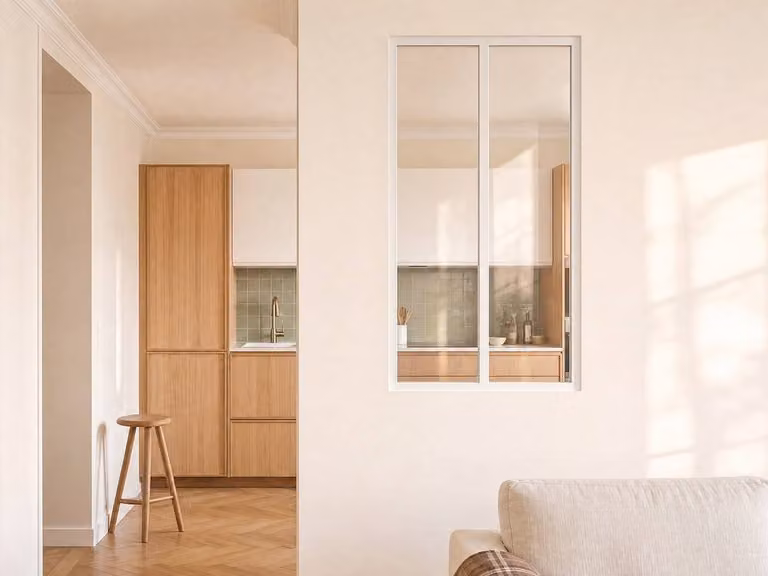Vente-unique Bayview Minimalist Powder-Coated Aluminium and Glass Partition, White, W: 60 cm, H: 105 cm