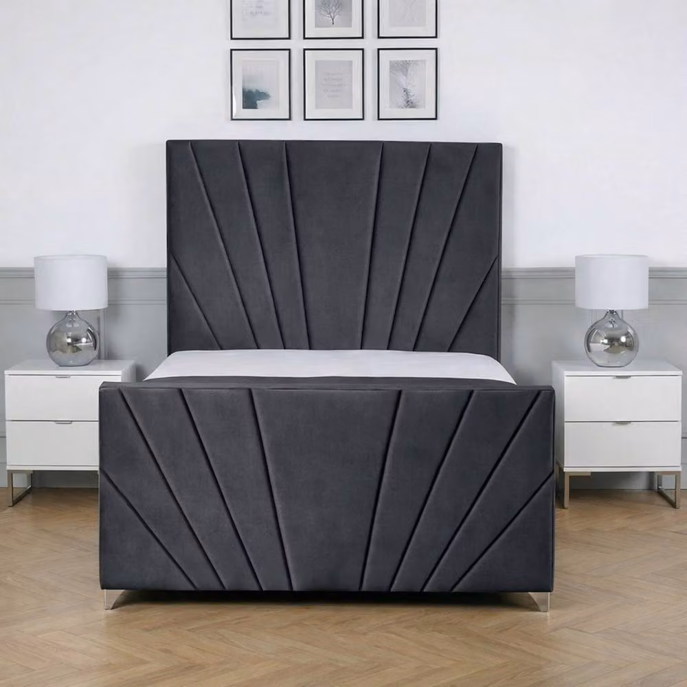 Living Comfort Bedz Lumina Upholstered Velvet Gas Lift Storage Bed in Anthracite Grey, W/D/H: 90 x 190 cm – 2