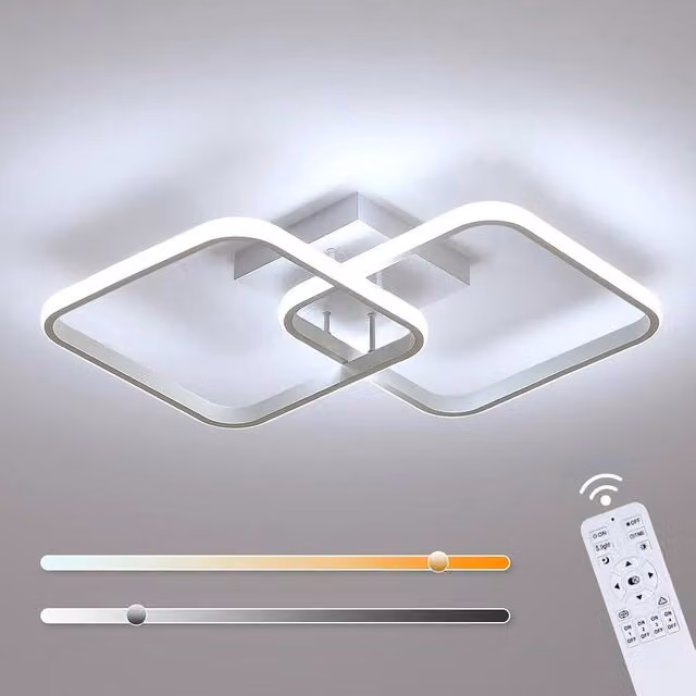 Goeco Modern Square LED Ceiling Light in White, 50W, Dimmable with Remote Control – 1