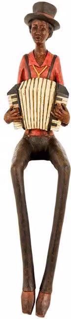 Lemon Pavilion Sitting Jazz Band Squeeze Box Ornament in Brown, Multicolour and Red, W: 12 cm, D: 10 cm, H: 40 cm – 1