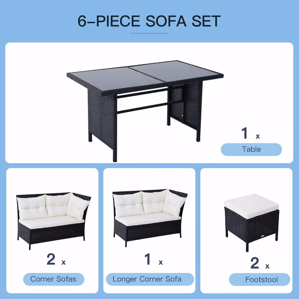 STILVORA 6-Piece Modern Sofa Set with Black Metal Frame – 4