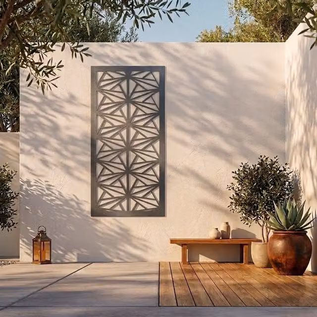 Laser Hut Snofline Geometric Metal Wall Art in Anthracite Grey and Black