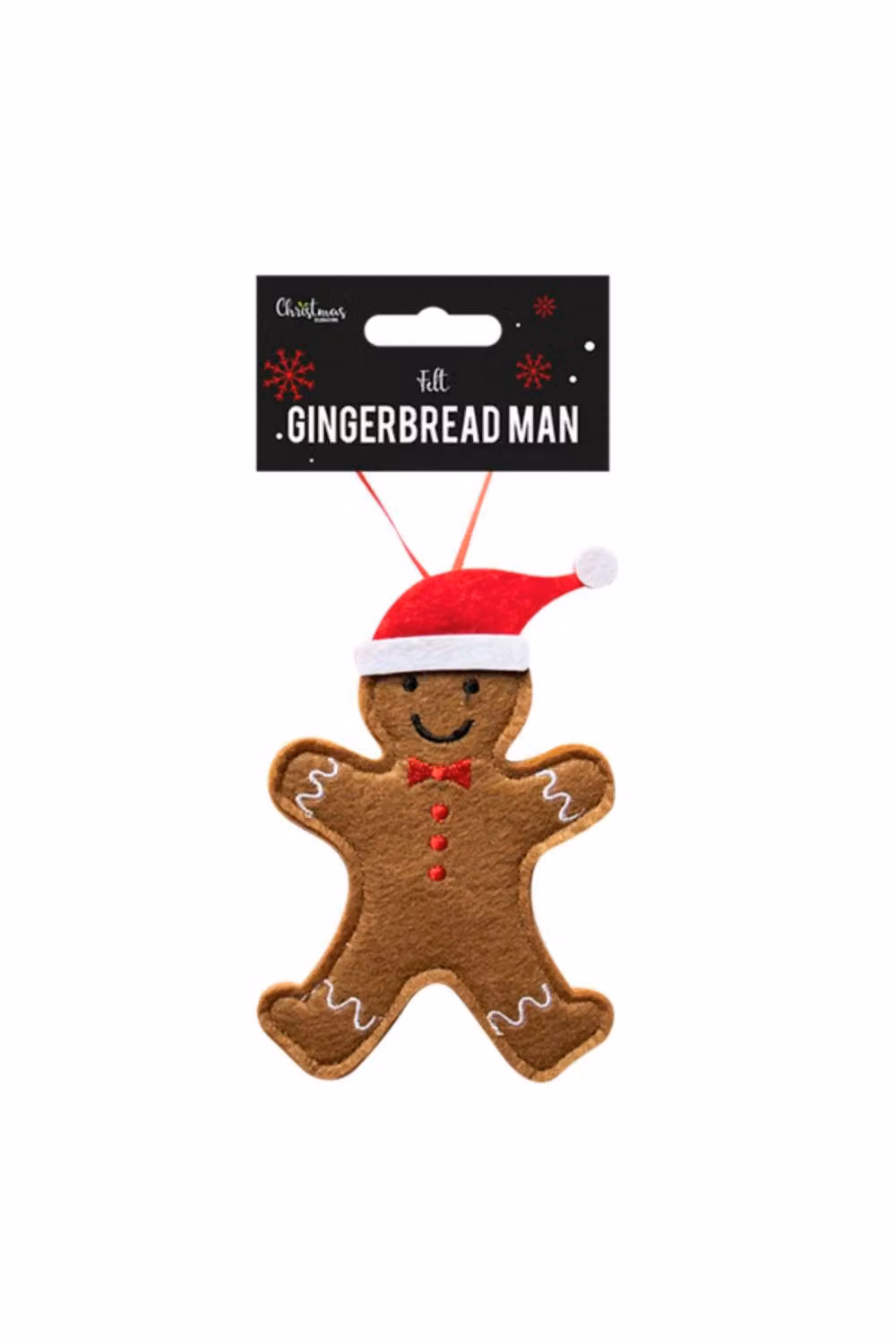KDMD Brown and Red Felt Gingerbread Man Christmas Hanging Decorations, 6 Pack, Height: 12.5 cm – 2