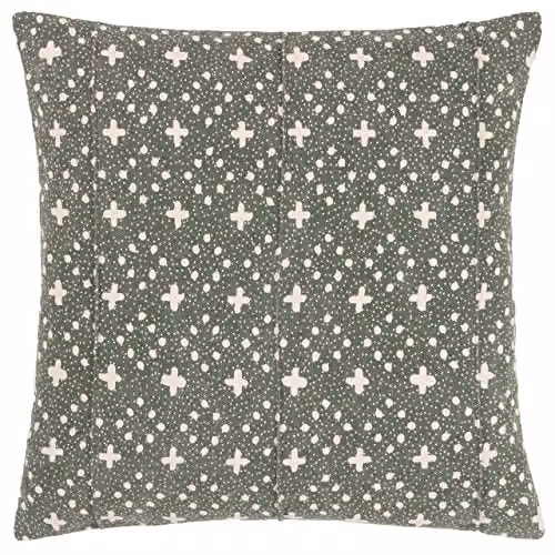 Riva Home Square Green Cotton and Polyester Filled Cushion, 50 x 50 cm – 1