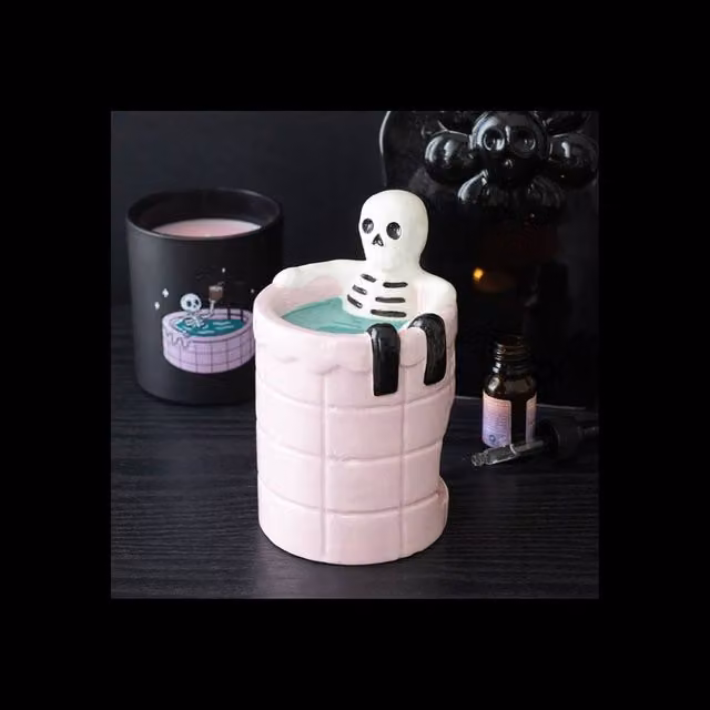 KDMD Dead Cool Skeleton Ceramic Tealight Oil Burner in Baby Pink and Petrol – 1