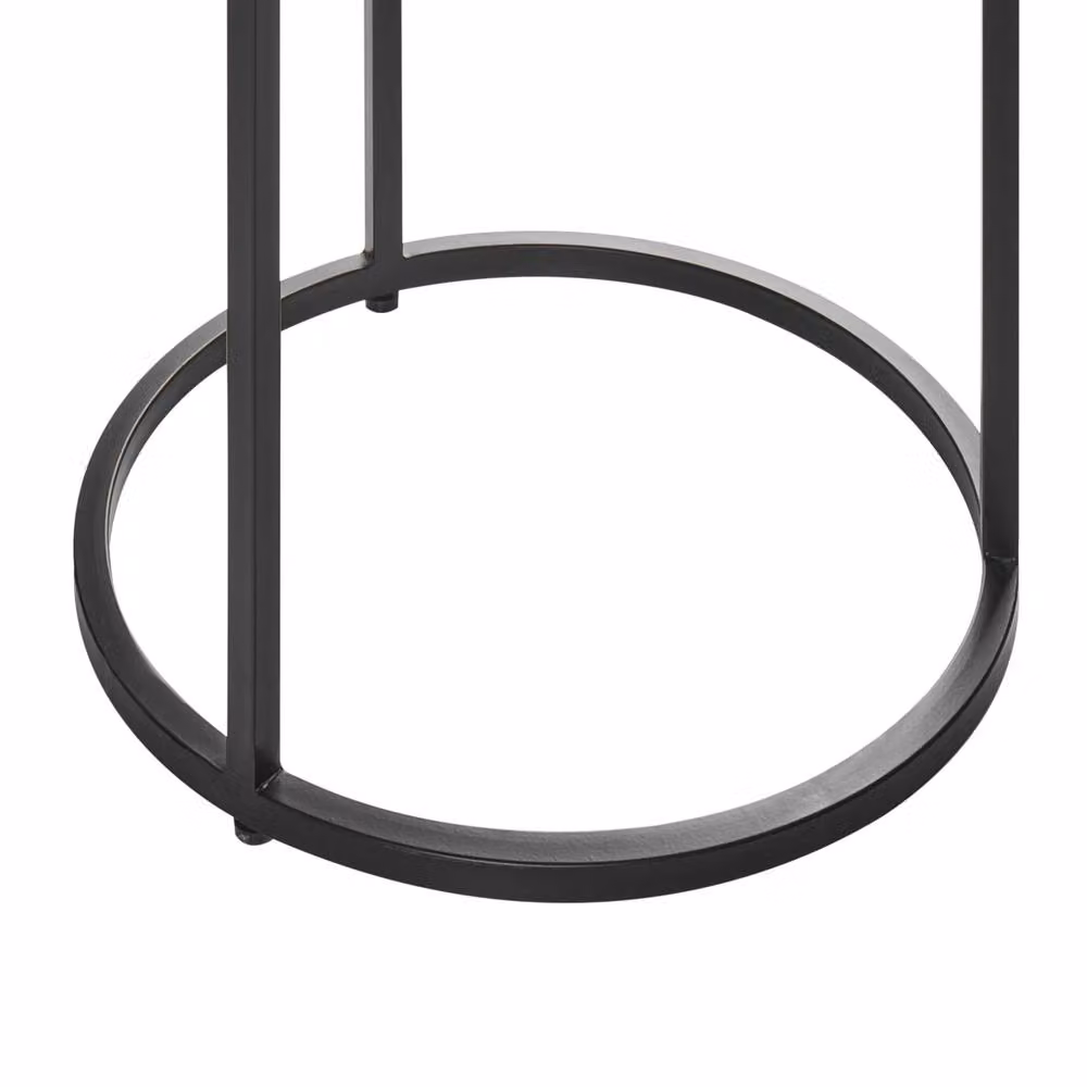 Wyld and Coco Round Marble Top Side Table with Dark Green Iron Frame, W/D/H: 40 x 40 x 45 cm – 4