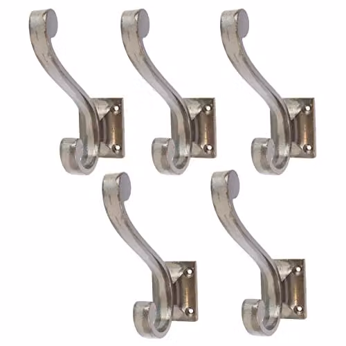 Hammer and Tongs Square Back Iron Hat and Coat Hook in Grey, Pack of 5, H: 105 mm, W: 35 mm – 2
