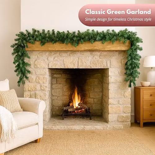 Marco Paul Luxury Traditional Pine Spring Garland, 270cm Green Artificial Spruce-Effect Foliage for Christmas Decoration – 4