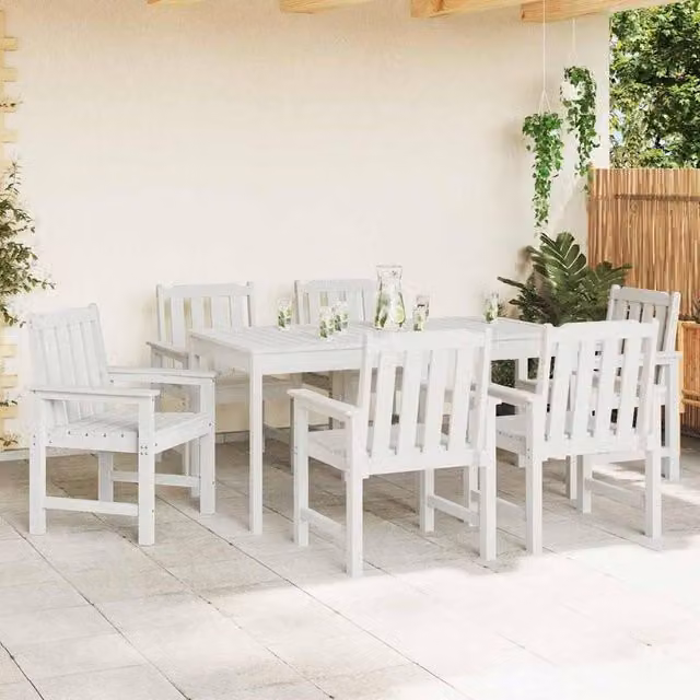 Berkfield Home White Garden Dining Chairs, Set of 6, W/D/H: 65.5 x 55.5 x 88 cm