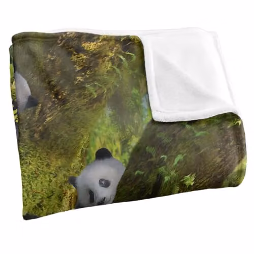 JQ Licensing Jlo Panda Family Flute Silky Touch Super Soft Fleece Throw Blanket, White, W/D/H: 152 x 127 cm – 2