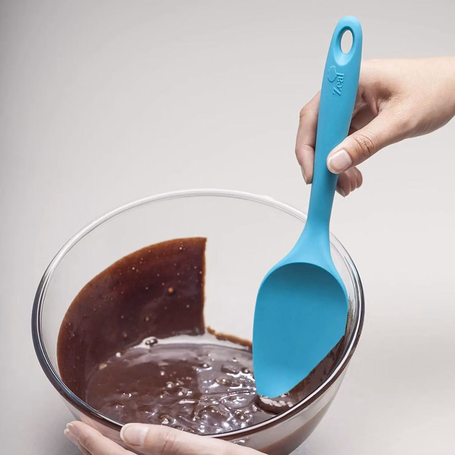 Zeal Silicone Non-Scratch Spatula Spoon in Turquoise Blue, 26 cm – 4