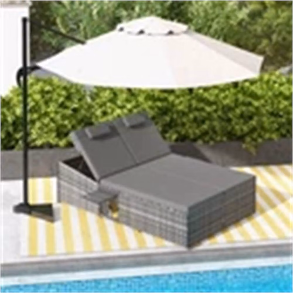 Nordara 2 Seater Grey Polyrattan Garden Sofa with Side Tray – 3