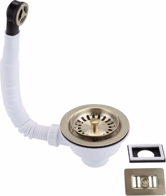 McAlpine 1.5 inch Universal Basket Strainer Waste in Brushed Brass and Grey BWSUOFBB