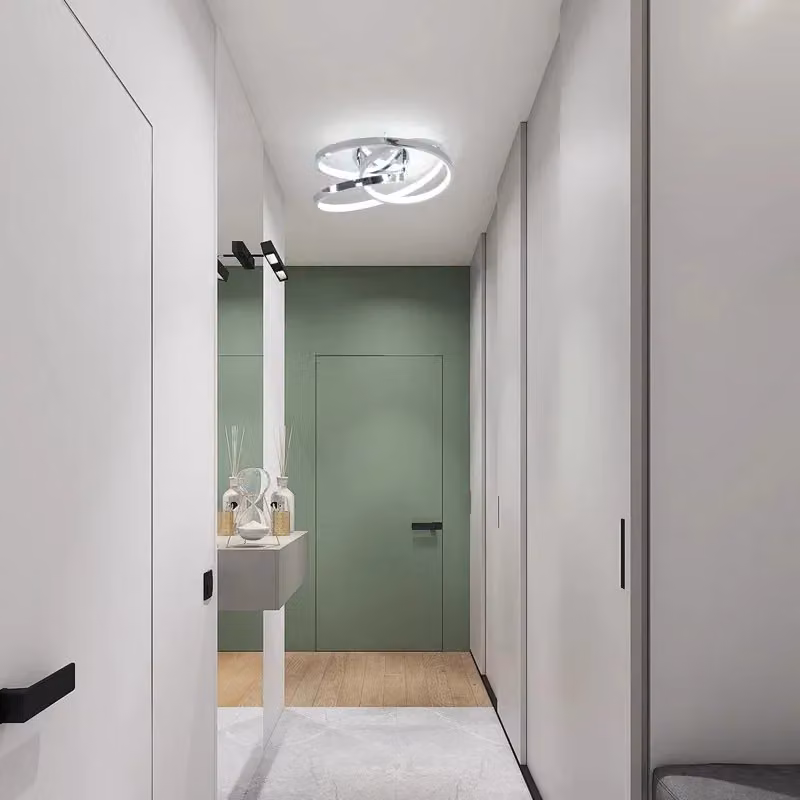 Garwarm Geometric LED Semi Flush Mount Ceiling Light in Silver – 2