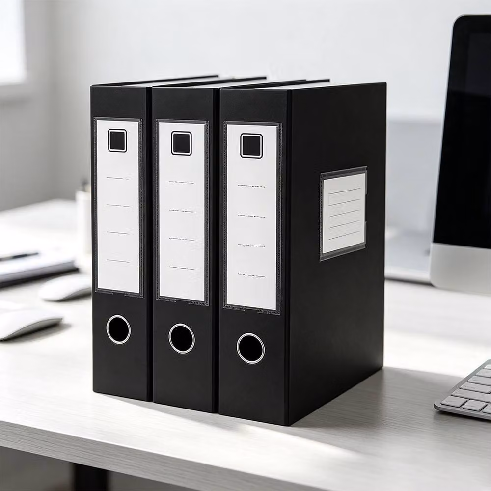 Ventryn 3-Piece Set of 75mm Foldable A4 Document Storage Box Files in Black – 6