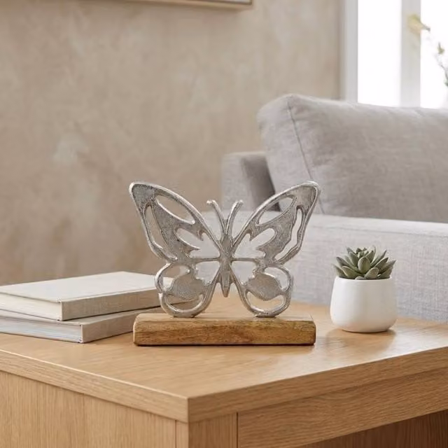 Garden Greatness Relica Butterfly On Base Ornament in Multicolour and Silver