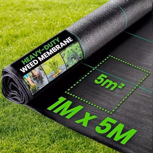 Green Thumbz Heavy Duty Weed Control Fabric, Black, W: 1 m, L: 5 m – 1