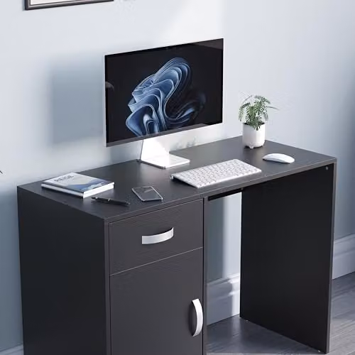 Vida Designs Hudson Computer Desk in Black with Silver Accents, W/D/H: 100 x 44 x 72 cm – 5