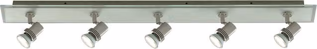 CGC Lighting Top Hat 5Lt Bar Spotlight in Satin Silver and Glass