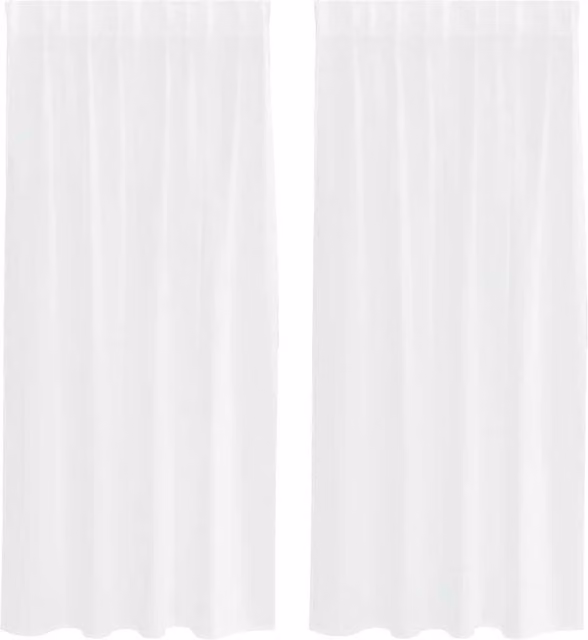 Berkfield Home White Polyester Fabric Panel Curtains, 2 Pack, W: 140 cm, H: 175 cm
