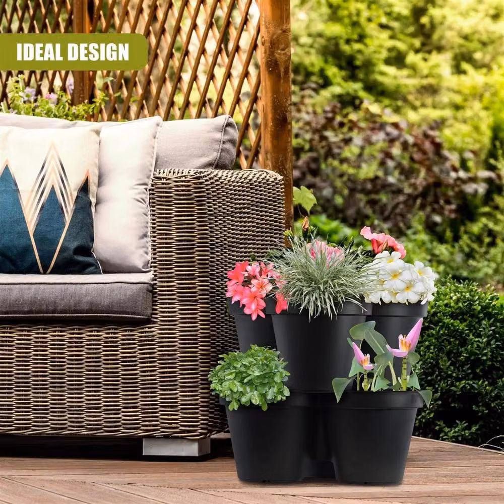 EONLION Triple Pocket Planter Tub in Grey, Anthracite or Black – 3