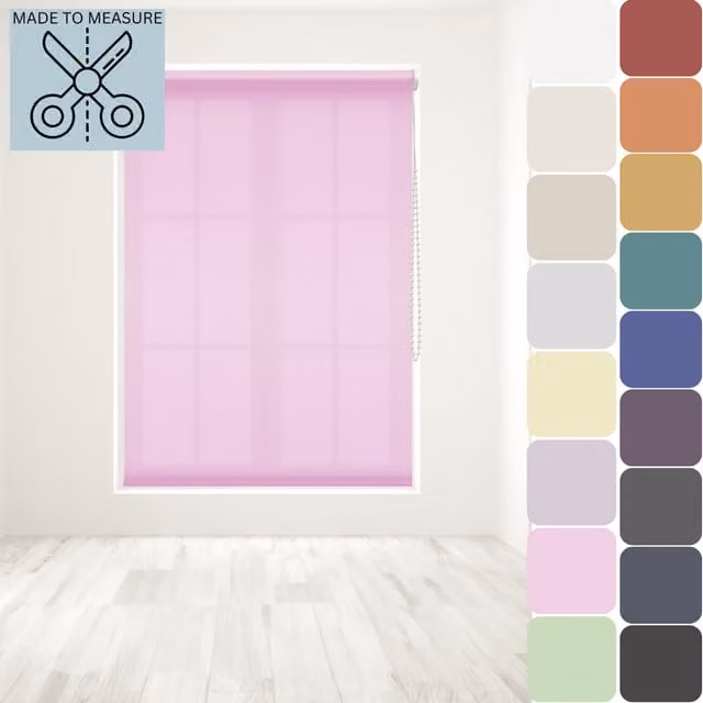Caecus Made to Measure Straight Edge Roller Blind, Pink, Semi-Transparent Textile, Width: 210 cm