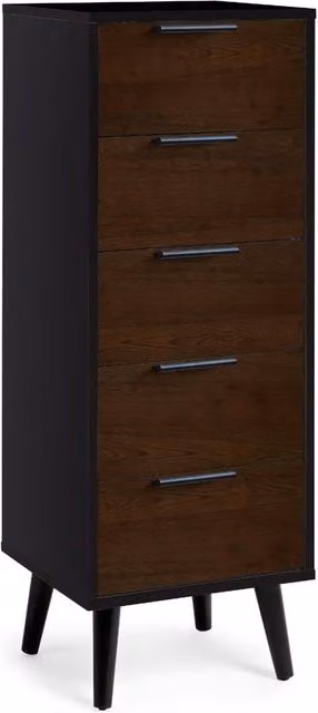 Cheshire Premium Arden 5 Drawer Narrow Chest in Walnut and Black – 1
