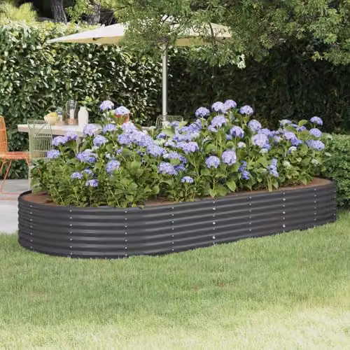 vidaXL Anthracite Galvanised Steel Garden Raised Bed W: 296 cm, D: 140 cm, H: 36 cm – 2