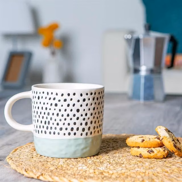 Nicola Spring Dotted Stoneware Mug, Blue and Multicolour, 385ml