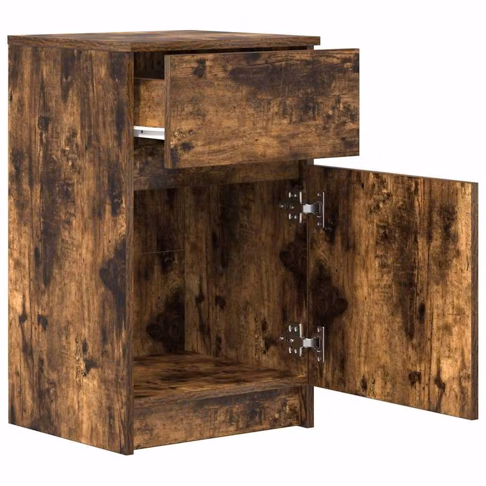 Berkfield Home Bedside Cabinet in Smoked Oak, W/D/H: 39 x 35 x 65 cm – 4