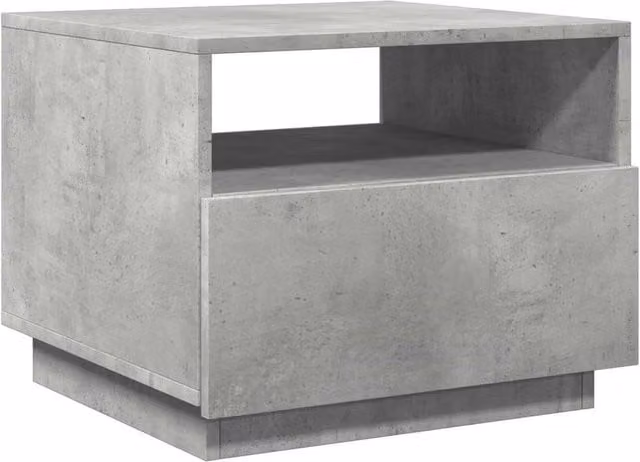 Berkfield Home Modern Coffee Table with LED Lights in Concrete Grey, W/D/H: 50 x 49 x 40 cm