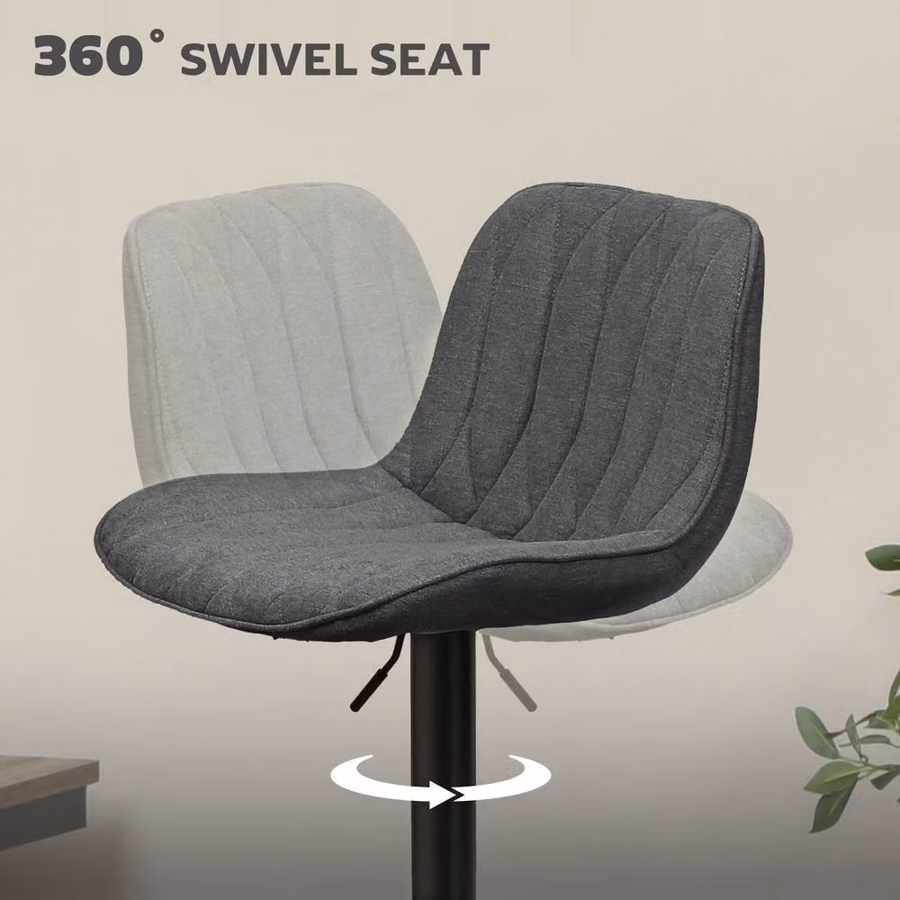 STILVORA Set of 2 Modern Swivel Bar Stools with Metal Frame in Charcoal Grey – 5