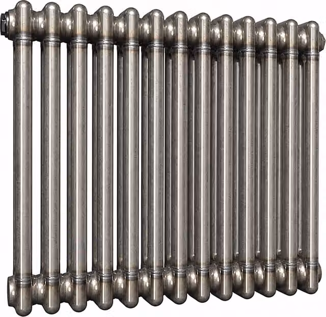 Lux Heat Horizontal 2 Column Steel Radiator in Silver Grey, W: 60.5 cm, H: 50 cm
