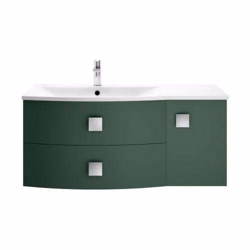 Balterley Wall Mounted Single Door and 2 Drawer Bathroom Vanity Unit with Basin in Matt Hunter Green W/D/H: 101.2 x 50.4 x 44.8 cm – 3