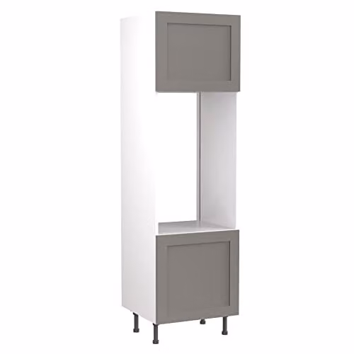 Kitchen Kit Shaker Door Tall Double Oven Housing Unit in Dust Grey Matt, W: 60 cm, H: 212 cm
